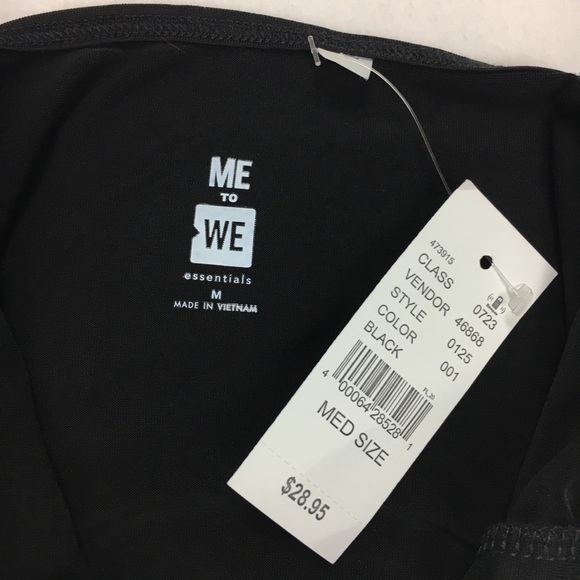 Pacsun Me To We Bodysuit Womens Size Medium Black Tie Straps Button Crotch - Picture 6 of 6